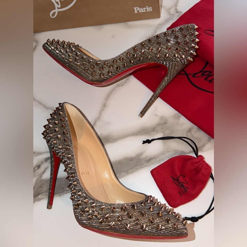 Christian Louboutin Metallic Spiked Heels 36.5